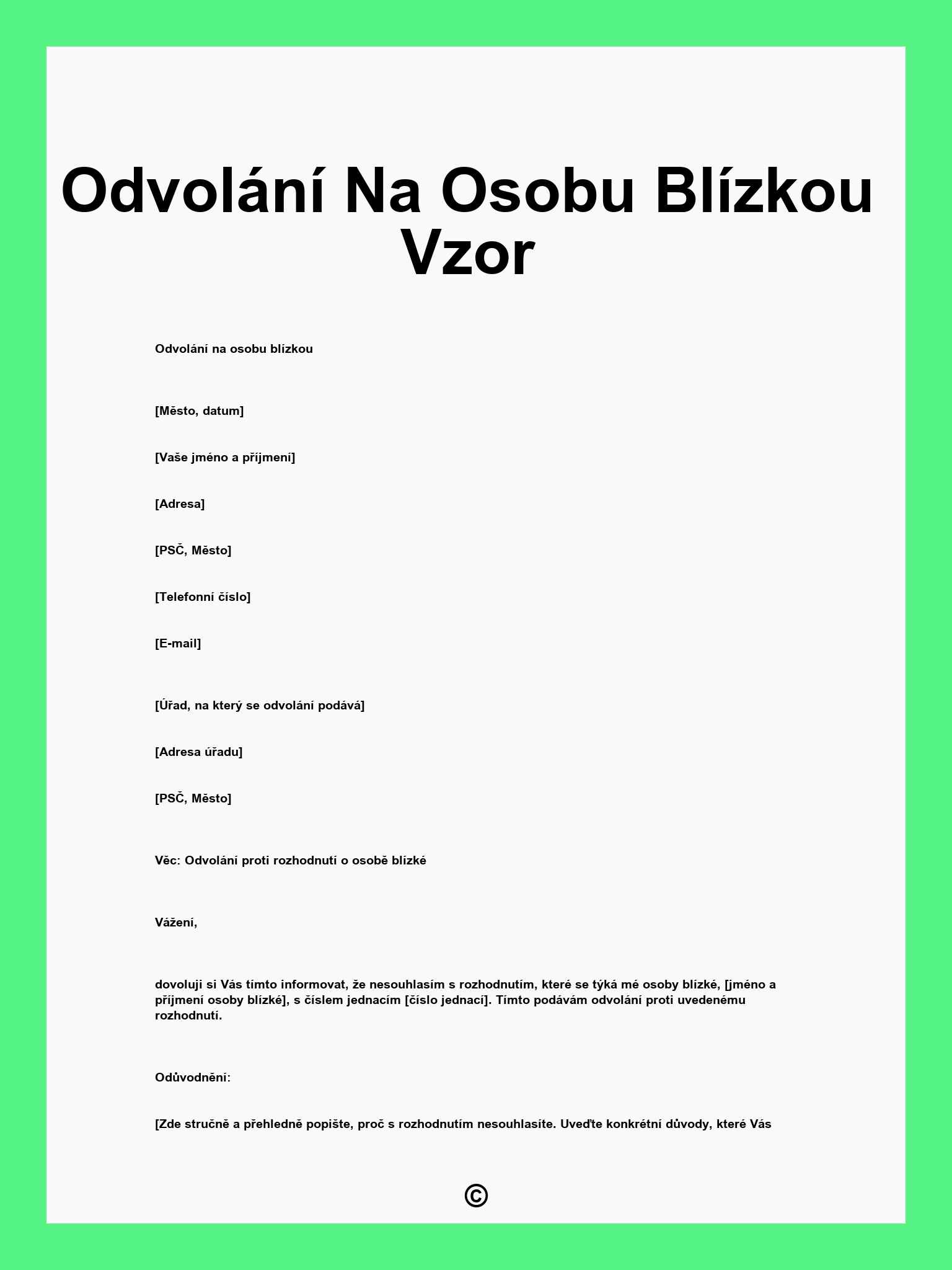 Odvolání Na Osobu Blízkou Vzor