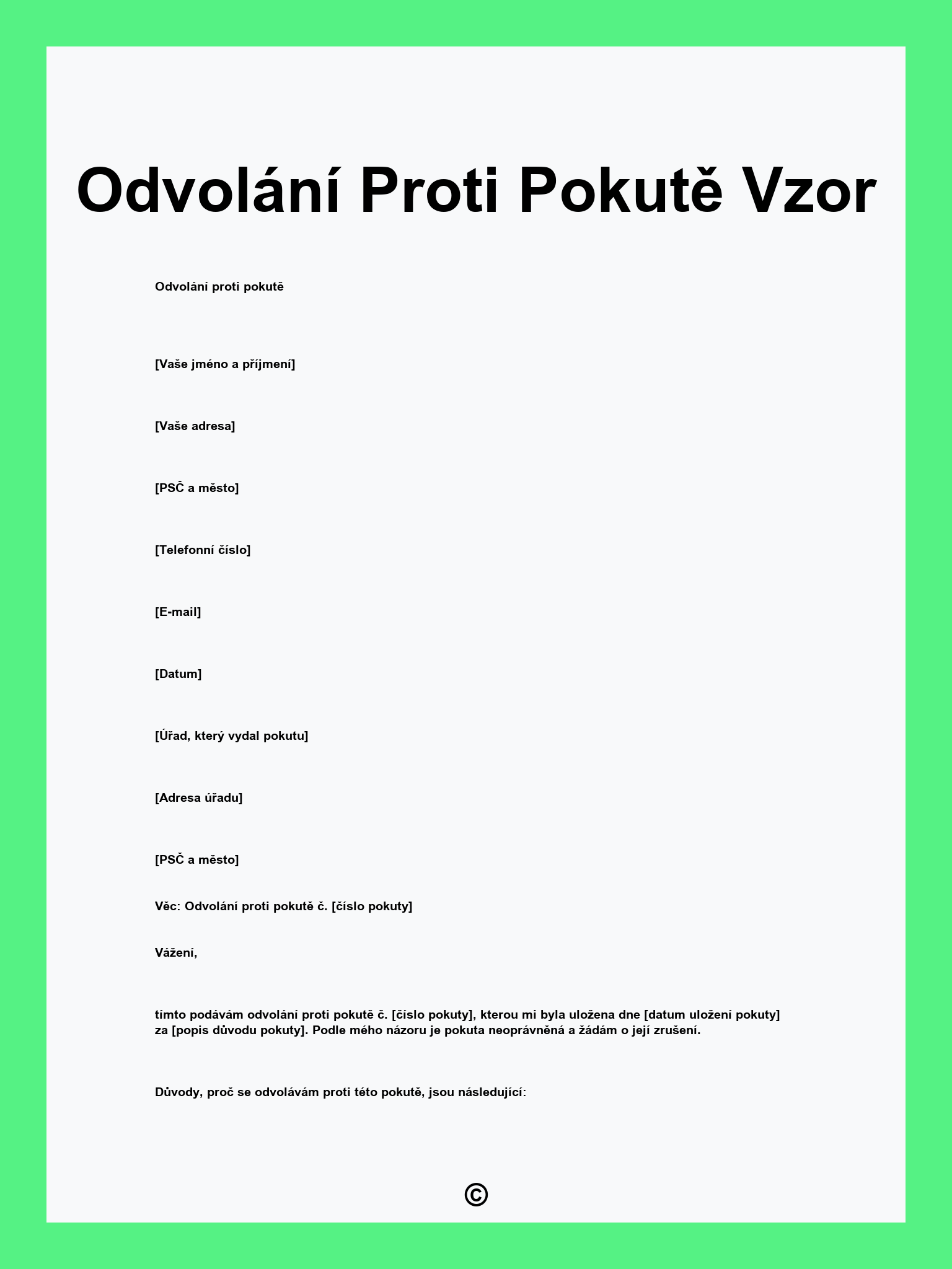 Odvolání Proti Pokutě Vzor