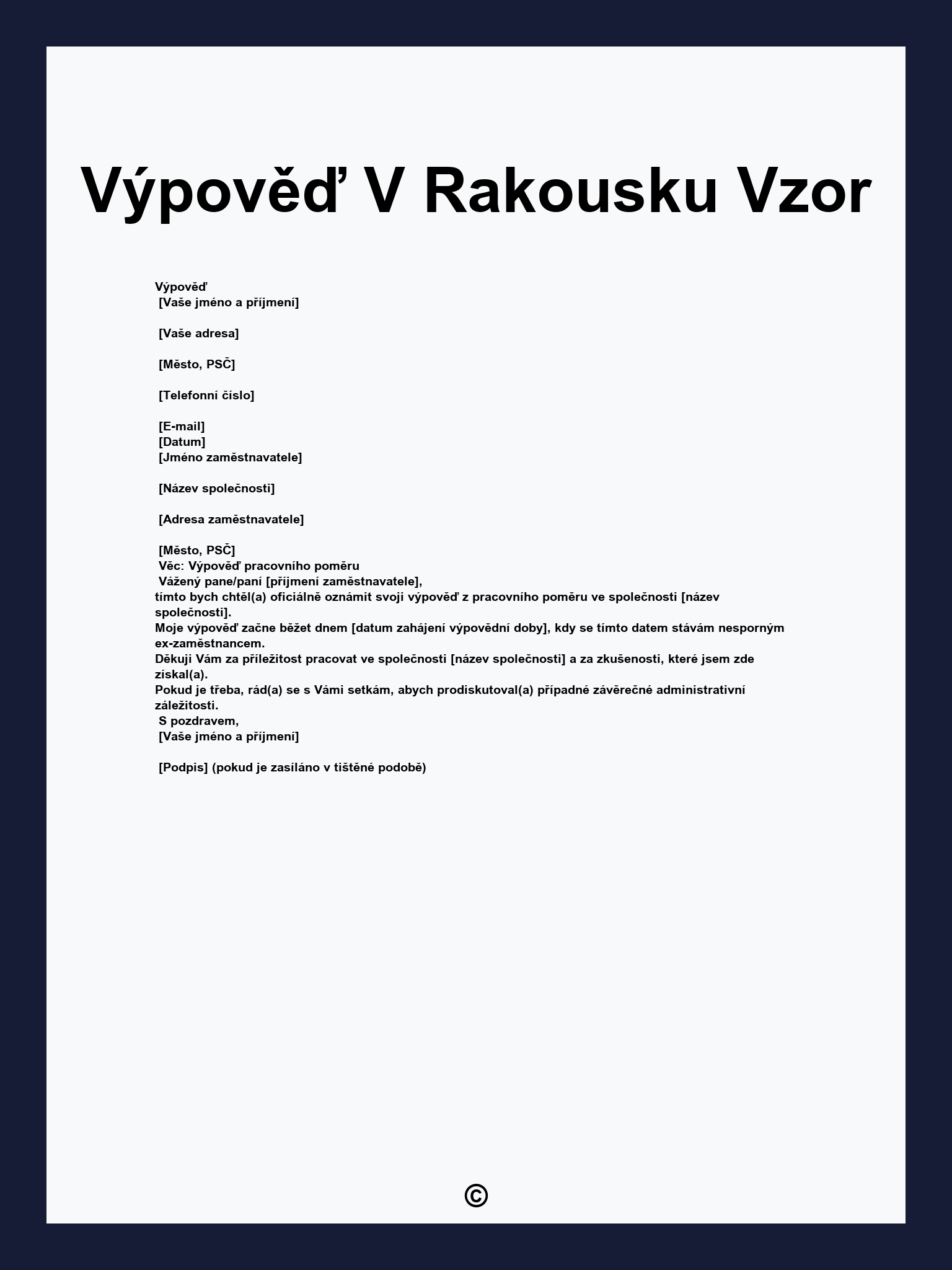 Výpověď V Rakousku Vzor