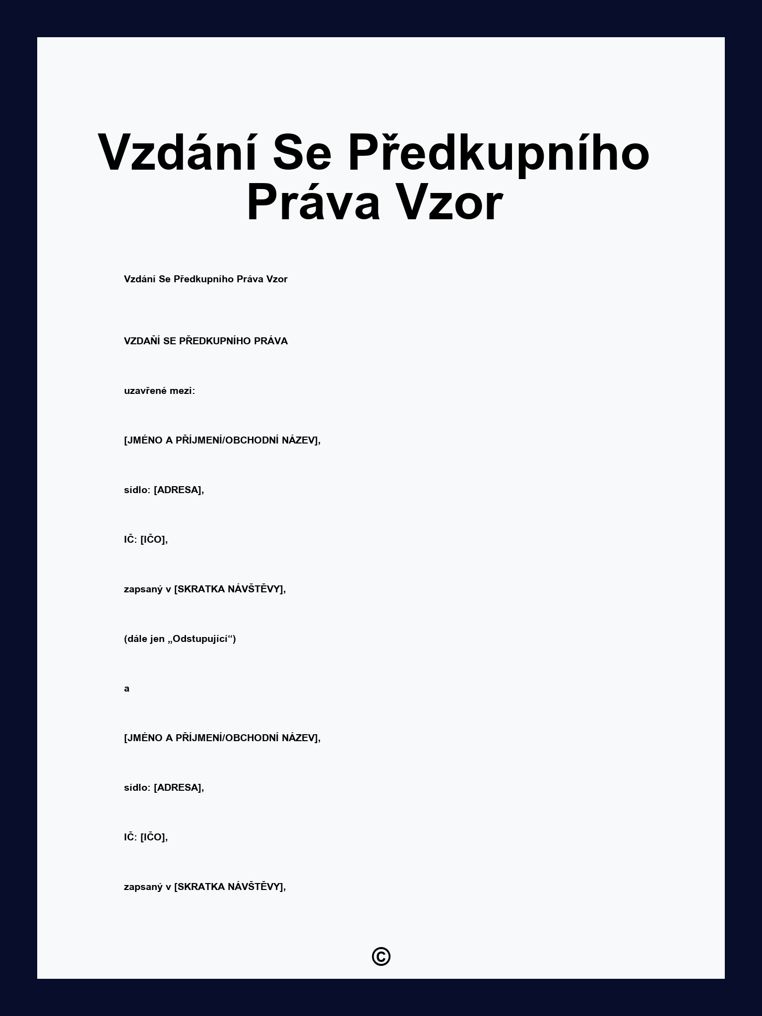 Vzdání Se Předkupního Práva Vzor
