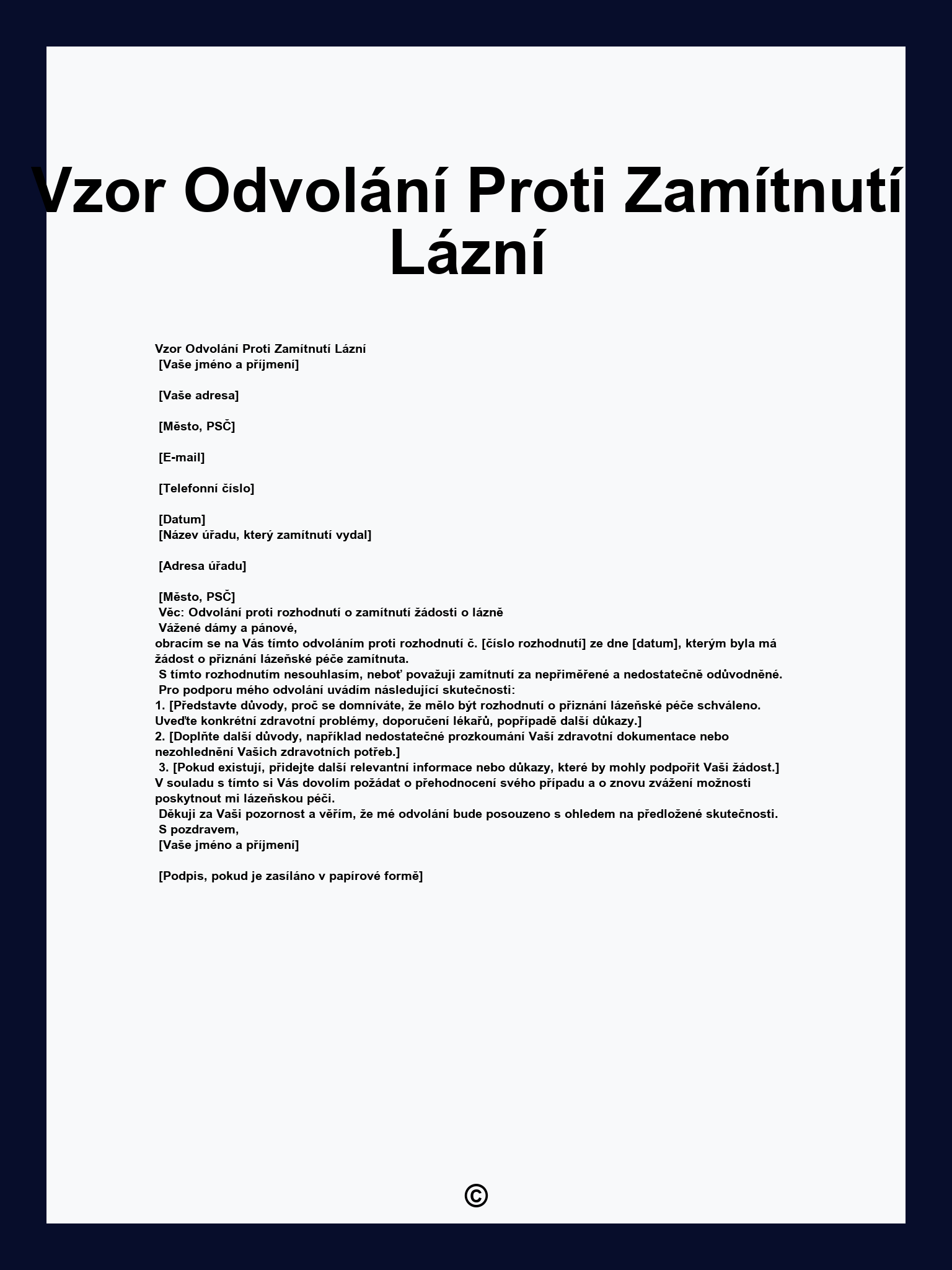 Vzor Odvolání Proti Zamítnutí Lázní
